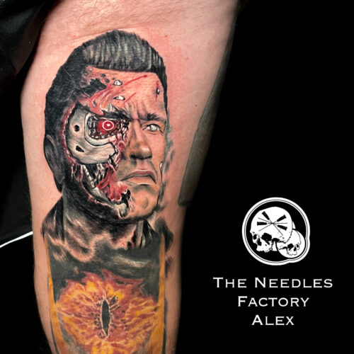 tatouage terminator couleur Schwarzenegger