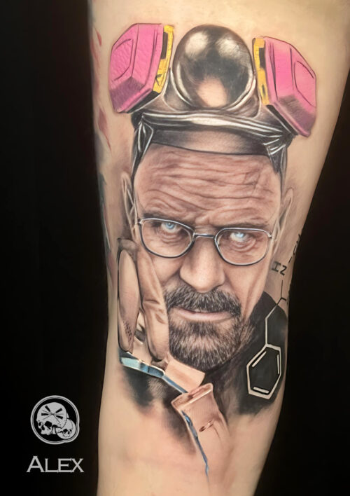 tatouage jambe Walter White Breaking Bad